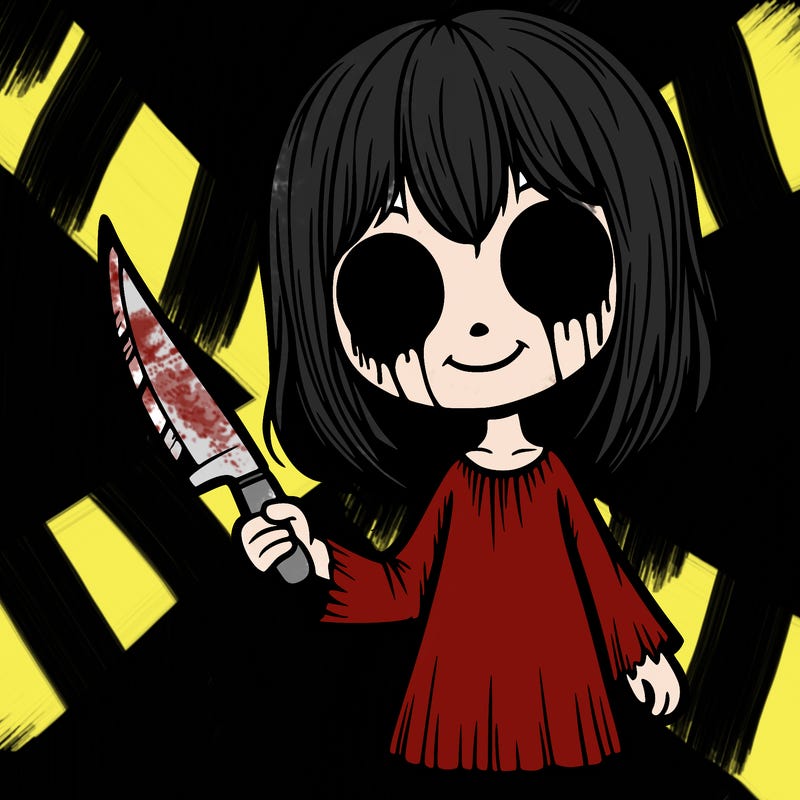 creepy girl with knife