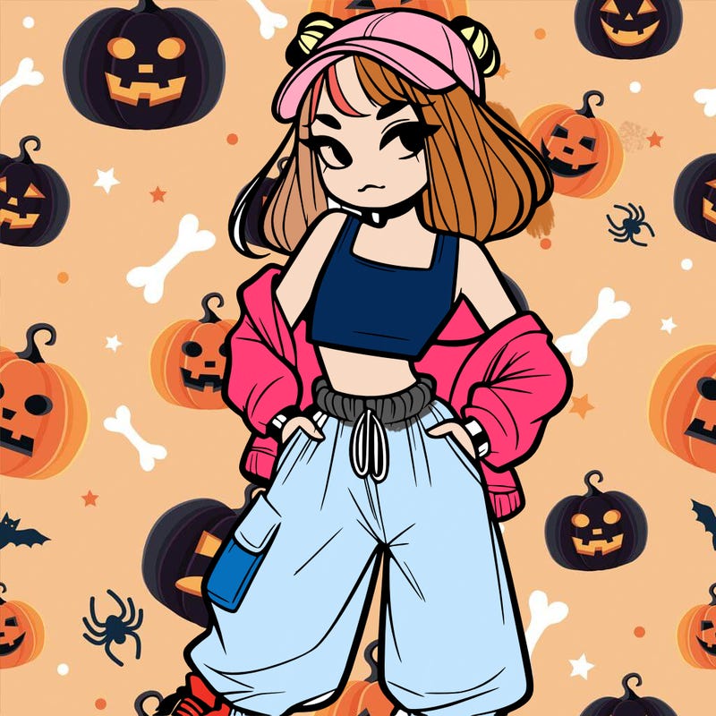 girl in crop top and baggy pants