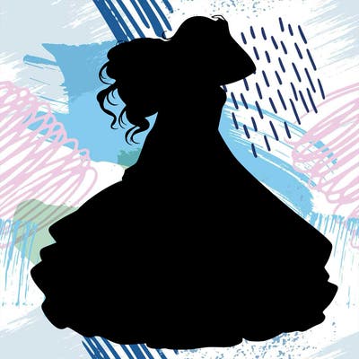 realistic woman with dress flowing in the wind