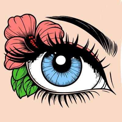 realistic eye with flower