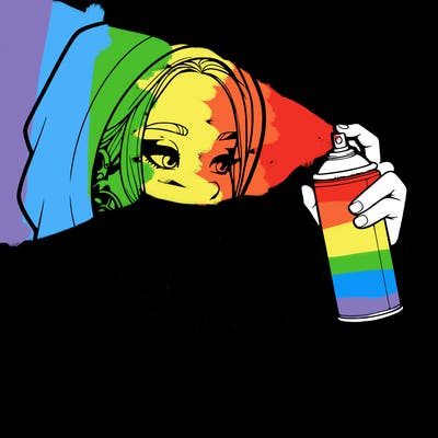 a realistic girl, spray painting