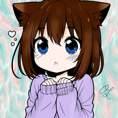 shy anime catgirl