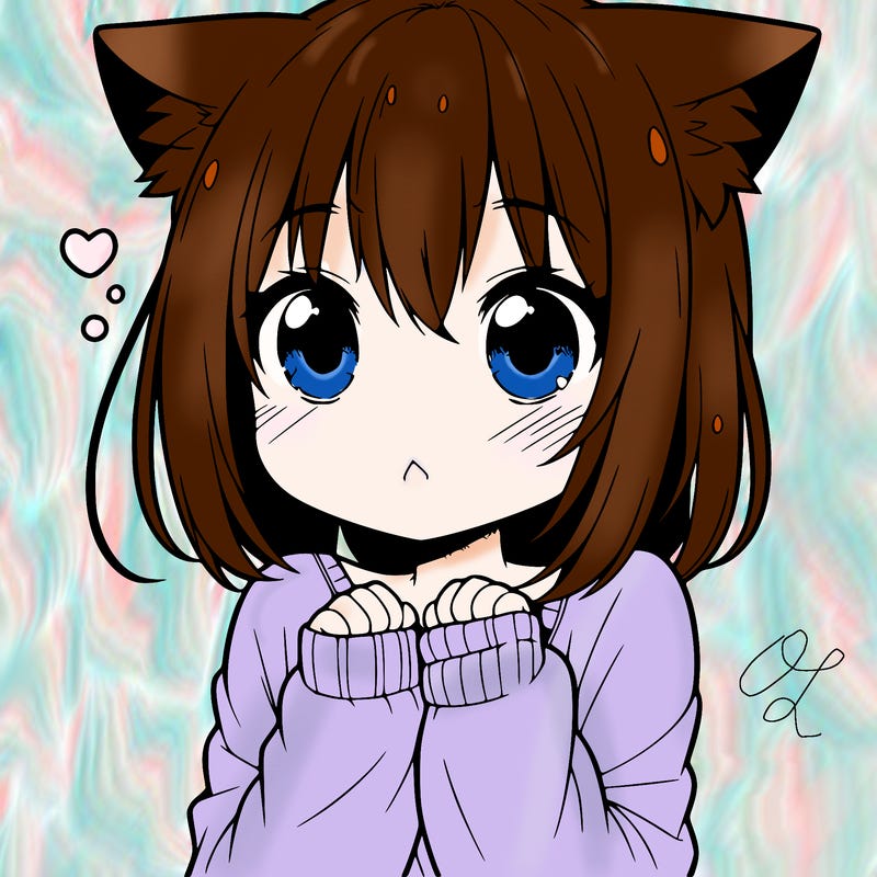 shy anime catgirl