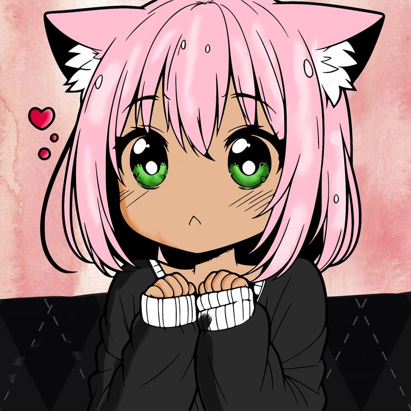 shy anime catgirl