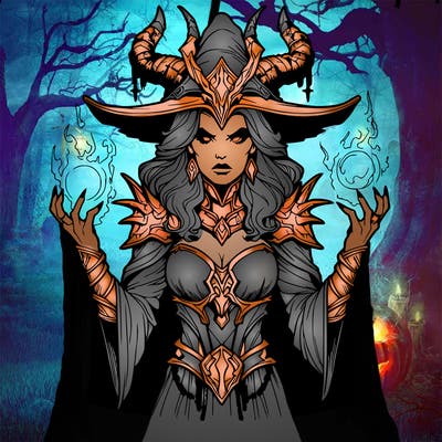 realistic evil sorceress fantasy chaos