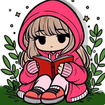 girl in oversized hoodie reading a book