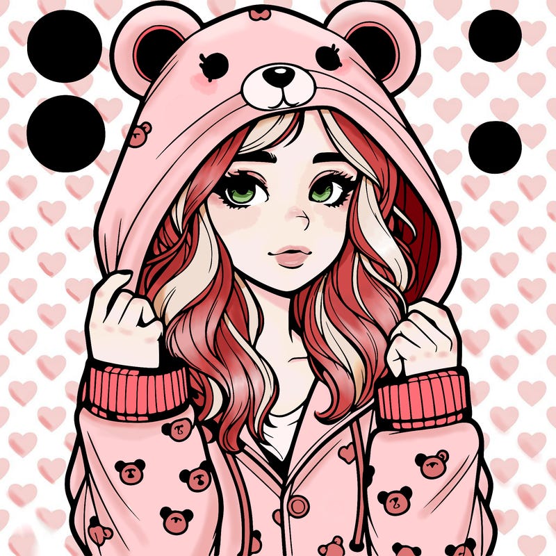 realistic girl in a animal pjs hoodie