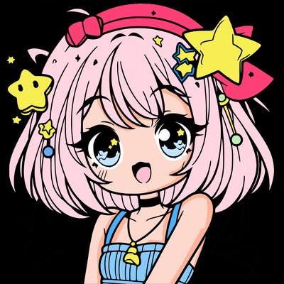 cute anime girl with star accessories