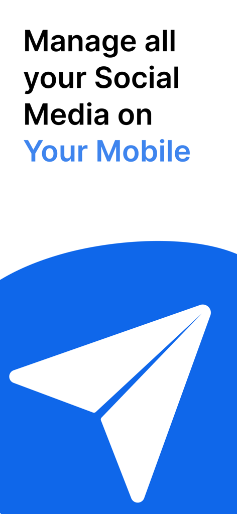 Pantalla introductoria de la aplicación móvil de SocialPilot para la gestión de redes sociales