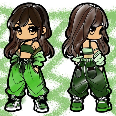 girl in crop top and baggy pants