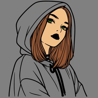 a realistic girl in a hoodie