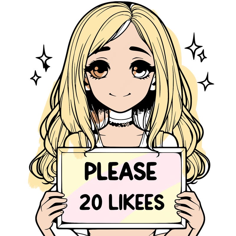 realistic girl holding a sign that says please 20 likes