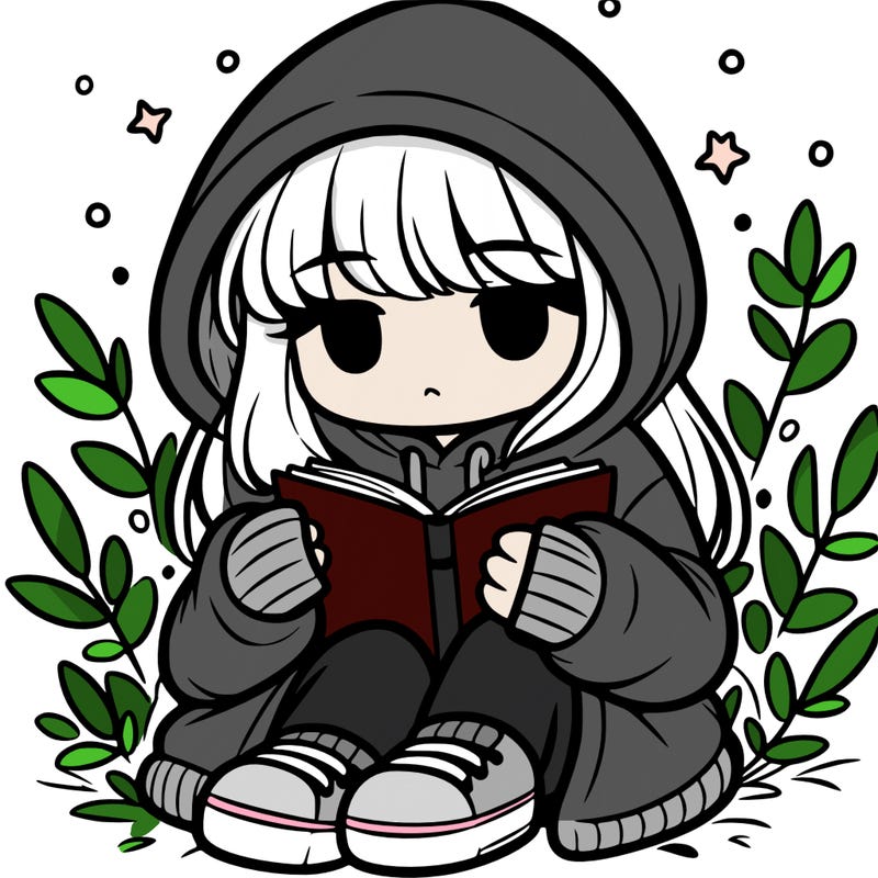 girl in oversized hoodie reading a book