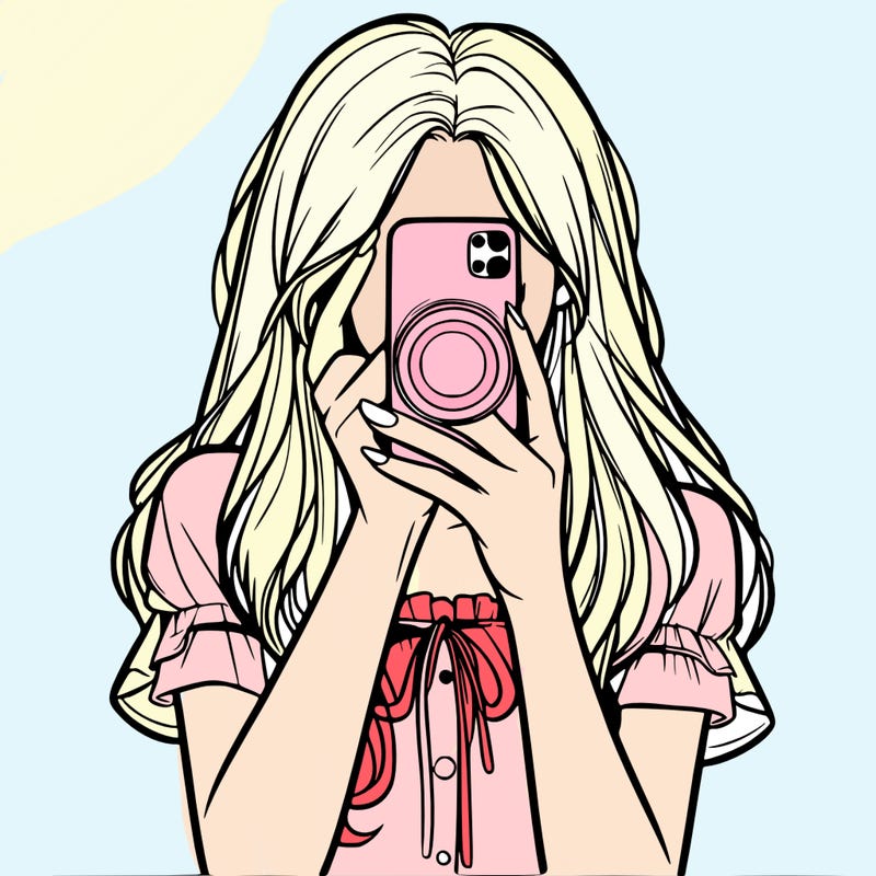 a realistic girl holding her phone taking pictures