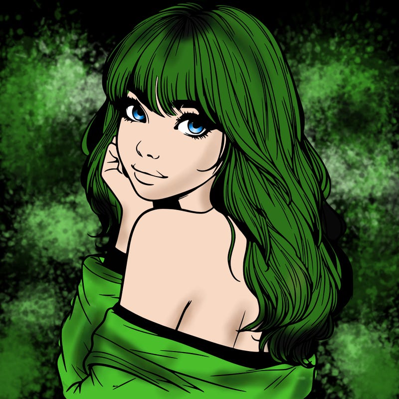 realistic girl with bangs looking over her shoulder