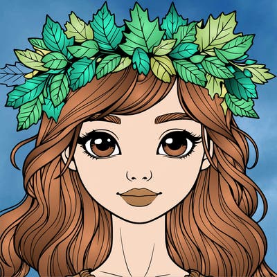 realistic girl with fall leaf crown