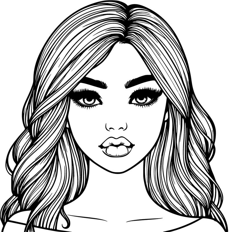 pretty girl with lips and hair realistic