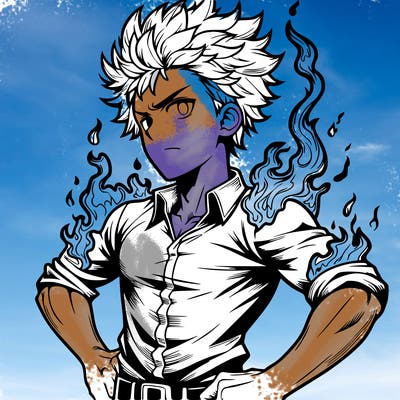 realistic manga man of fire