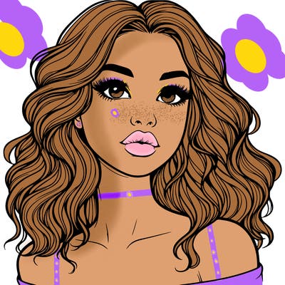 realistic girl with wavy hair and lips
