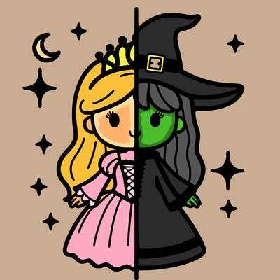 split princess and witch