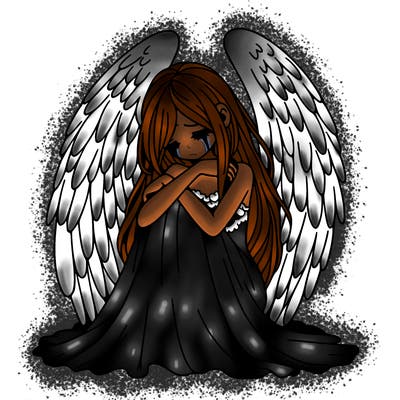 ethereal girl in grief, lonely and heartbroken