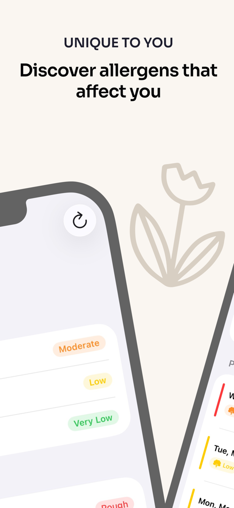 Pollen Buddy – Allergy Tracker - Pollen Buddy app interface showing personalized allergen tracking and daily pollen level forecasts