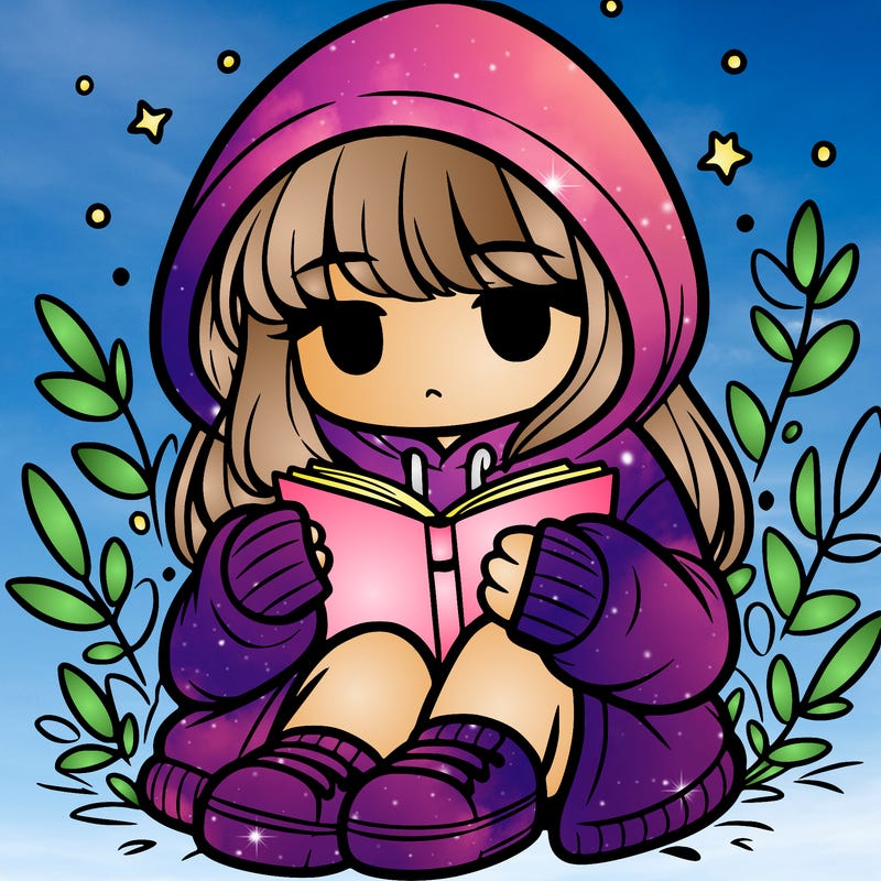 girl in oversized hoodie reading a book