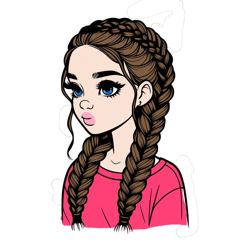 realistic girl with braids
