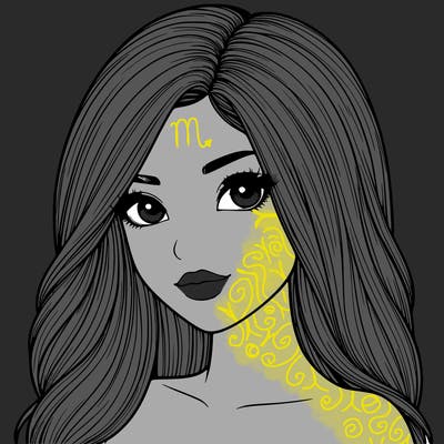 realistic girl with her hair i n front of her face