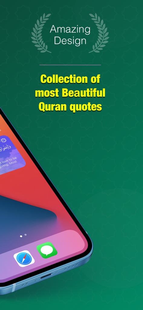 iPhone home screen displaying an aesthetic Quran quote widget with beautiful typography