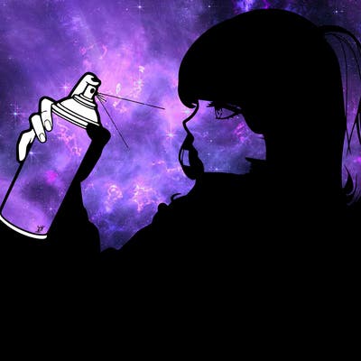 a realistic girl spray, painting