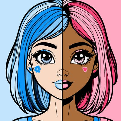 realistic girl in half