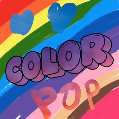 a sign that says color in bubble writing