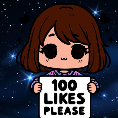 cute girl holding a sign saying 100 likes please