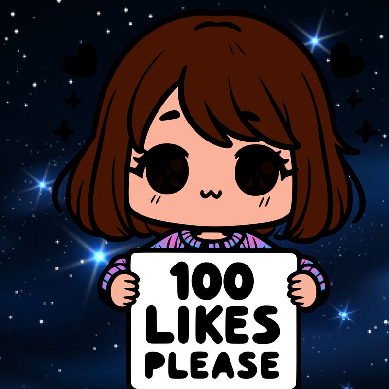 cute girl holding a sign saying 100 likes please