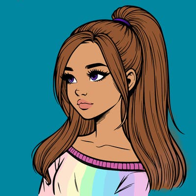 realistic girl with a high ponytail
