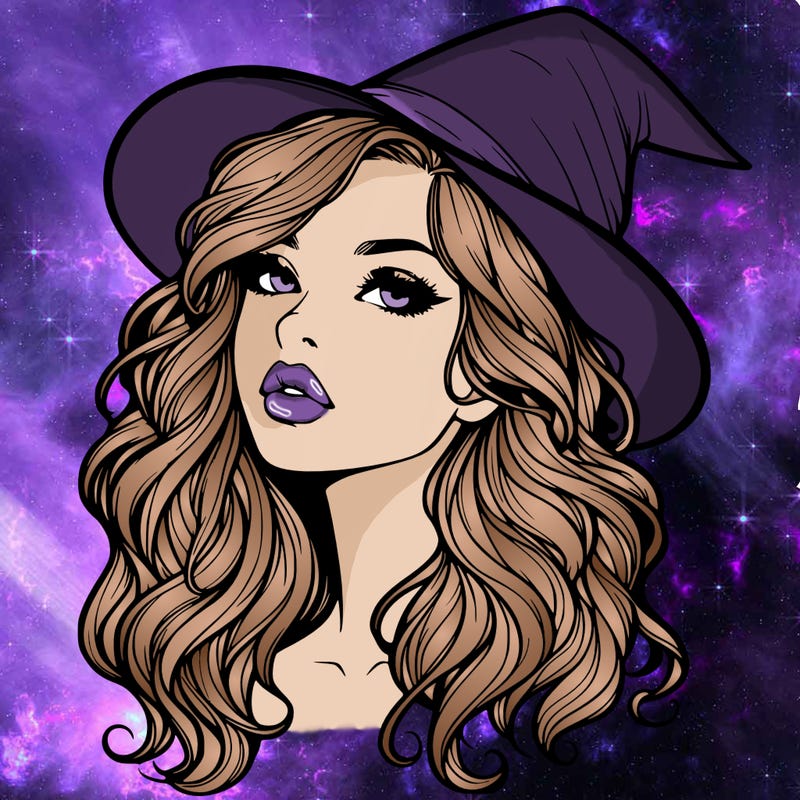 realistic witch girl with wavy hair and lips