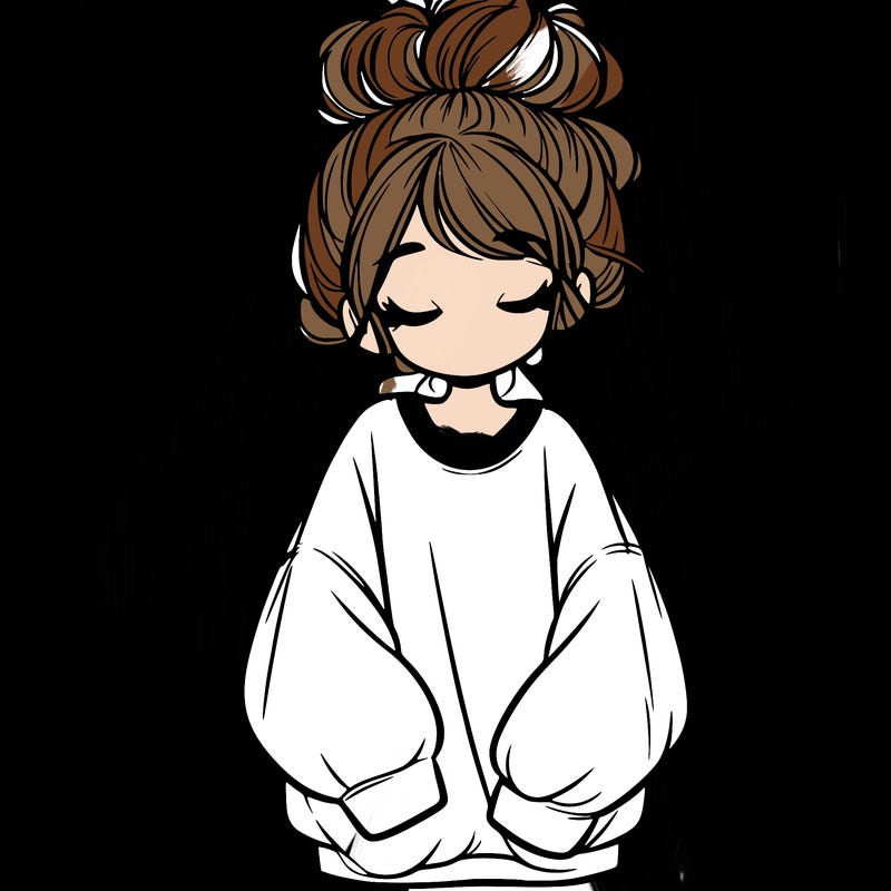 girl with baggy sweatshirt and messy bun
