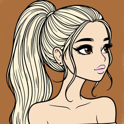 a beautiful and realistic girl with a high pony tail