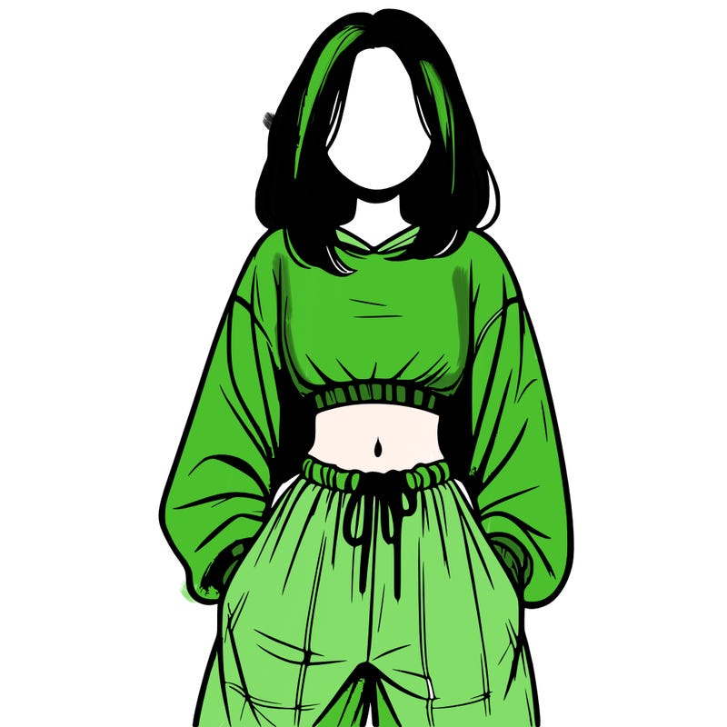 realistic girl faceless with baggy pants and a crop top