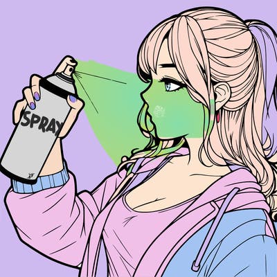 a realistic girl spray, painting