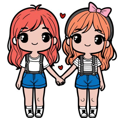 two girls holding hands