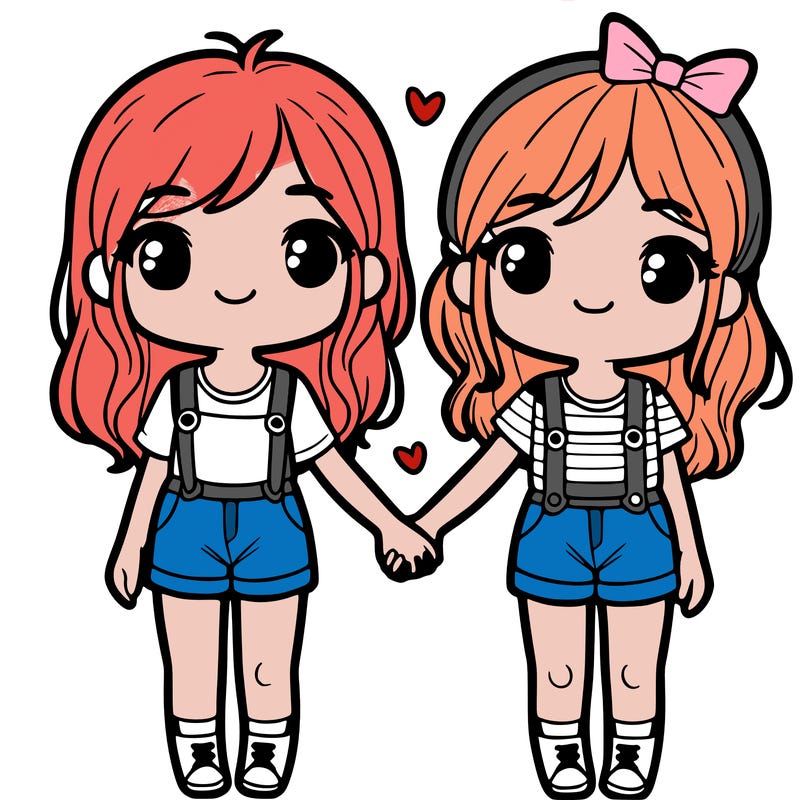 two girls holding hands