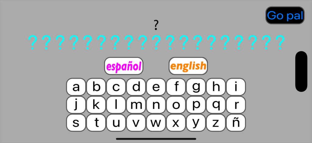 Interface of the Letra word guessing game with a keyboard and language selection buttons.