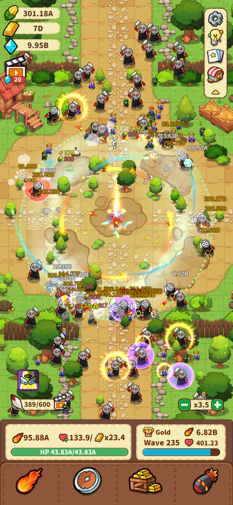 Rise of Chicks - A mutant chicken battles waves of masked enemies in the idle strategy game Rise of Chicks