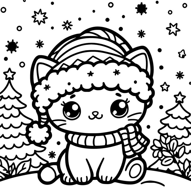 kitty with a christmas hat simple backround