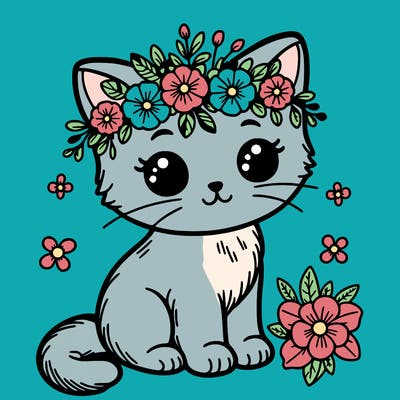 kitten with flower crown