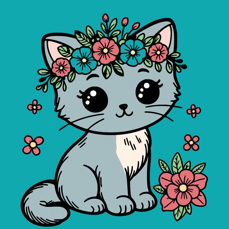 kitten with flower crown