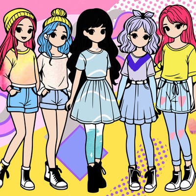 a group of five girls