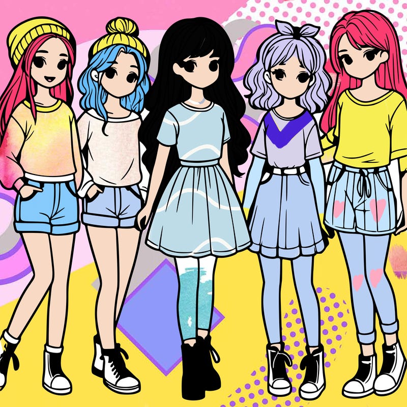 a group of five girls